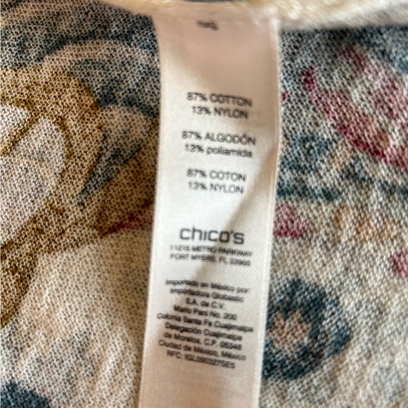 Chico’s Paisley Off White Cotton Acrylic Open MIDI Cardigan size 2 - Picture 4 of 10